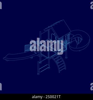 Outline playground outline. Isometric view. Vector illustration Stock Vector