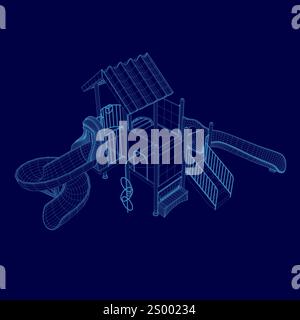 Wireframe playground outline. Isometric view. Vector illustration. 3D Stock Vector