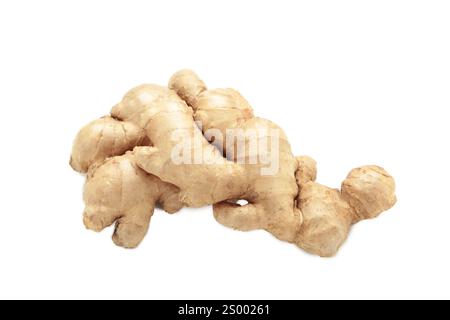 Fresh ginger root isolated on white background, Natural organic ginger for health, medicine, protection against colds. Stock Photo