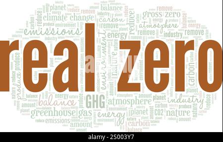 Real Zero word cloud conceptual design isolated on white background. Stock Vector