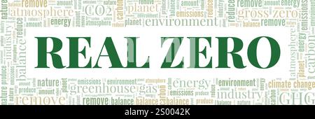 Real Zero word cloud conceptual design isolated on white background. Stock Vector