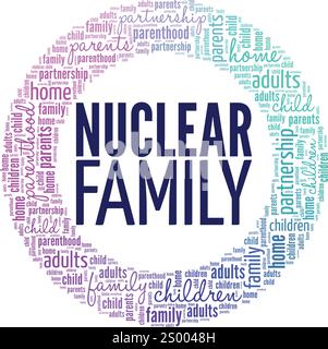 Nuclear Family word cloud conceptual design isolated on white background. Stock Vector