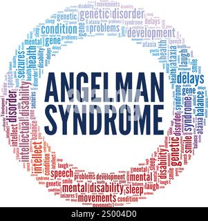 Angelman Syndrome word cloud conceptual design isolated on white background. Stock Vector
