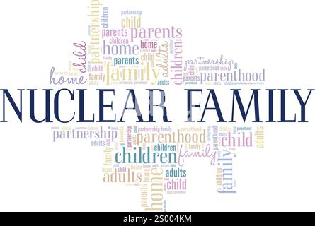 Nuclear Family word cloud conceptual design isolated on white background. Stock Vector