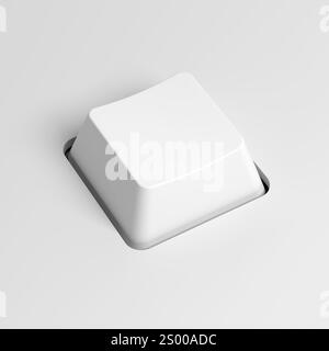 White keyboard key. Copy space. Button. Blank. 3d illustration. Stock Photo