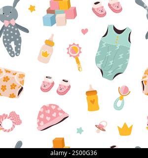 Seamless pattern for babies. Cute childish print. Stock Vector