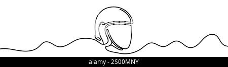 One continuous line illustration of a bicycle helmet. Line art of a bicycle helmet Stock Vector