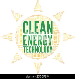 Clean Energy Technology word cloud conceptual design isolated on white background. Stock Vector