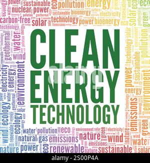 Clean Energy Technology word cloud conceptual design isolated on white background. Stock Vector