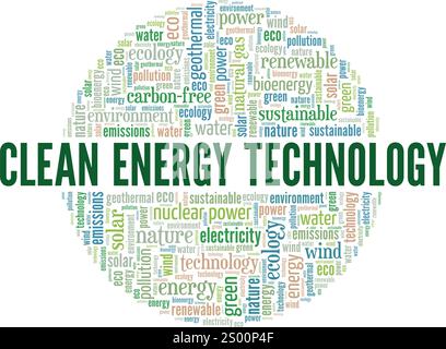 Clean Energy Technology word cloud conceptual design isolated on white background. Stock Vector