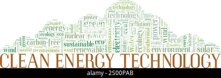 Clean Energy Technology word cloud conceptual design isolated on white background. Stock Vector