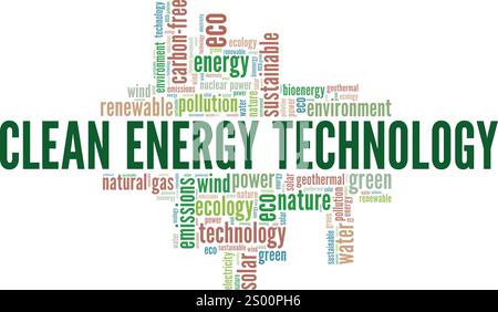 Clean Energy Technology word cloud conceptual design isolated on white background. Stock Vector