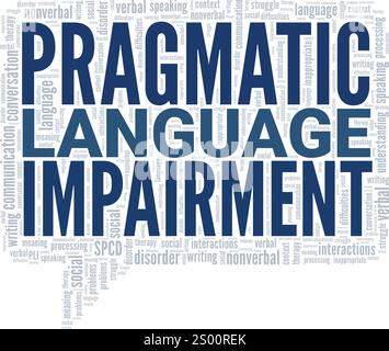 Pragmatic Language Impairment PLI word cloud conceptual design isolated on white background. Stock Vector