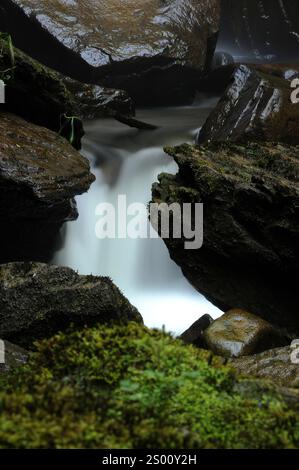 Melincourt Brook just below Melincourt Falls. Stock Photo