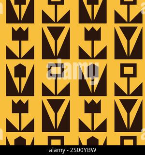 Abstract geometric yellow floral seamless pattern Stock Vector