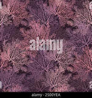 Gelidium or Chaetangium algae, vector seamless pattern Stock Vector