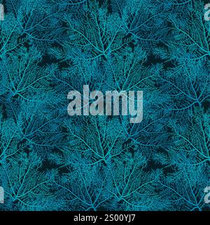 Gelidium or Chaetangium algae, vector seamless pattern Stock Vector