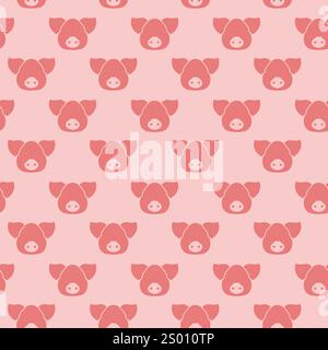 Abstract pork head seamless vector pattern Stock Vector