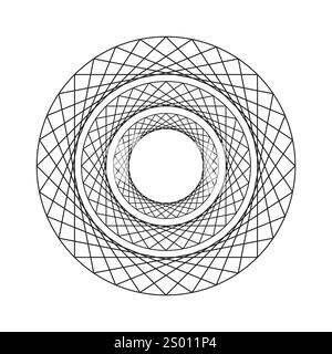 Concentric circular lines. Abstract circular shapes. Black wireframe pattern. Minimalist vector design. Stock Vector