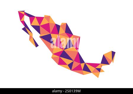 Mexico low poly origami style map. Geometric map simple abstract tech style. Stock Vector