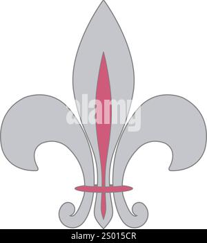 Silver and fruit dove color fleur de lys on white background. Stock Vector
