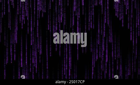 Matrix code, digital rain background, The falling purple characters in verical lines on computer screen. Virtual reality concept. 3d render Stock Photo