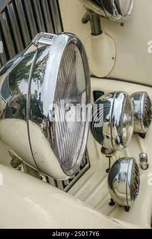 Lisbon, Portugal - Oct 15, 2023: Front view of original car Mercedes ...
