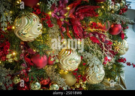 Christmas Tree Decorations Detail Stock Photo