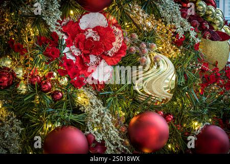 Christmas Tree Decorations Detail Stock Photo