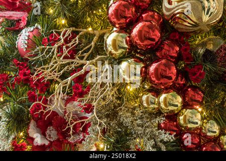 Christmas Tree Decorations Detail Stock Photo