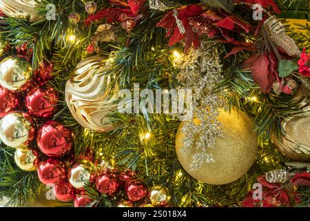 Christmas Tree Decorations Detail Stock Photo