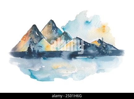 Watercolor painting of a mountain Stock Vector