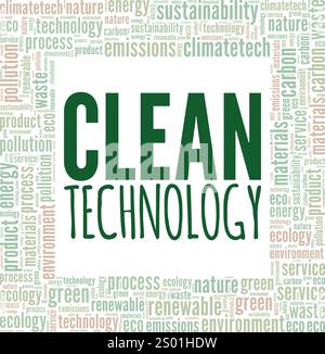 Clean Technology word cloud conceptual design isolated on white background. Stock Vector