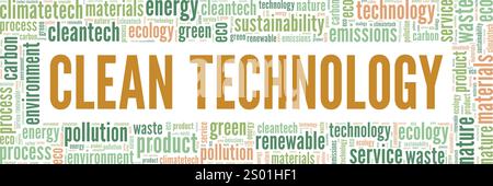 Clean Technology word cloud conceptual design isolated on white background. Stock Vector