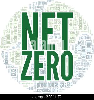 Net Zero word cloud conceptual design isolated on white background. Stock Vector