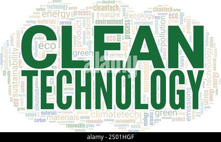 Clean Technology word cloud conceptual design isolated on white background. Stock Vector