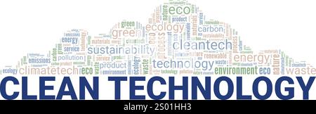 Clean Technology word cloud conceptual design isolated on white background. Stock Vector