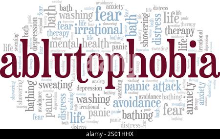 Ablutophobia: Fear of Bathing or Washing word cloud conceptual design ...