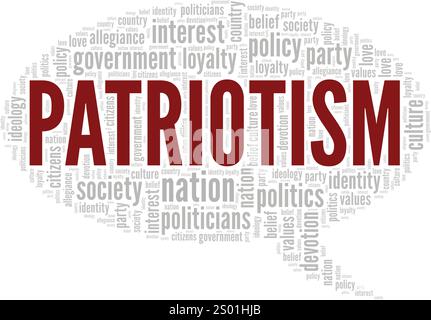 Patriotism word cloud conceptual design isolated on white background. Stock Vector