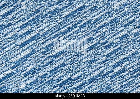 Melange blue and white fabric texture, mixed color textile background. Close up, macro of jacquard  cloth with diagonal coarse weaving. Wallpaper, bac Stock Photo
