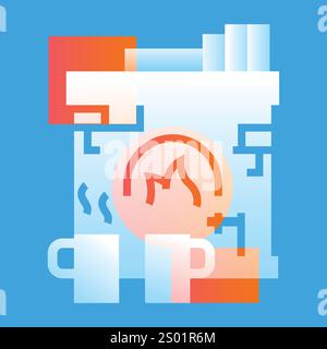 Fireplace with cocoa line black icon. Sign for web page, mobile app, button, logo. Vector isolated button. Editable stroke. Stock Vector