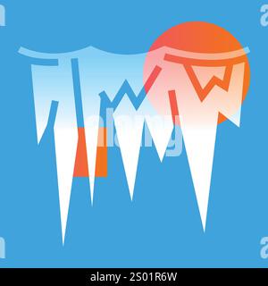 Frozen icicles hanging down line black icon. Sign for web page, mobile app, button, logo. Vector isolated button. Editable stroke. Stock Vector