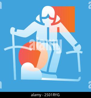 Skier line black icon. Sign for web page, mobile app, button, logo. Vector isolated button. Editable stroke. Stock Vector