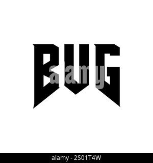 BUG letter logo design for technology company. BUG logo design black and white color combination. BUG logo, BUG vector, BUG design, BUG icon, BUG alph Stock Vector