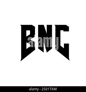 BNC letter logo design for technology company. BNC logo design black and white color combination. BNC logo, BNC vector, BNC design, BNC icon, BNC alph Stock Vector