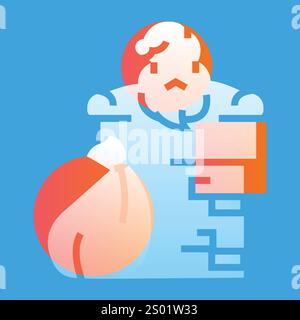 Santa Claus by the chimney black icon. Sign for web page, mobile app, button, logo. Vector isolated button. Editable stroke. Stock Vector