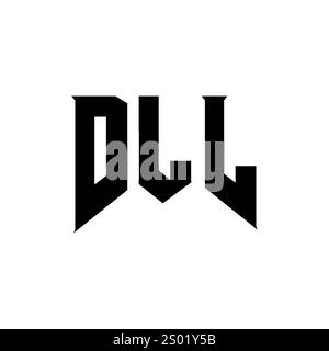 DLL letter logo design for technology company. DLL logo design black and white color combination. DLL logo, DLL vector, DLL design, DLL icon, DLL alph Stock Vector