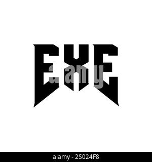 EXE letter logo design for technology company. EXE logo design black and white color combination. EXE logo, EXE vector, EXE design, EXE icon, EXE alph Stock Vector