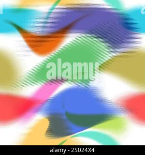 Halftone colored waves. Dotted seamless pattern vector illustration Stock Vector