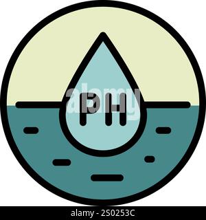 Water Quality and Water Treatment Vector Color Icon. PH Balance and Laboratory Bacterial Research. From Water Drop to Analysis, H2O Hygiene. Simple ve Stock Vector